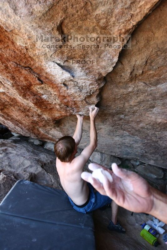 Rock climbing in Hueco Tanks State Park and Historic Site during the Hueco Tanks Awesome Fest 2.0 trip, Saturday, September 04, 2010.

Filename: SRM_20100904_15270170.JPG
Aperture: f/4.0
Shutter Speed: 1/400
Body: Canon EOS 20D
Lens: Canon EF 16-35mm f/2.8 L
