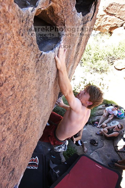 Rock climbing in Hueco Tanks State Park and Historic Site during the Hueco Tanks Awesome Fest 2.0 trip, Sunday, September 05, 2010.

Filename: SRM_20100905_12043246.JPG
Aperture: f/5.6
Shutter Speed: 1/500
Body: Canon EOS 20D
Lens: Canon EF 16-35mm f/2.8 L