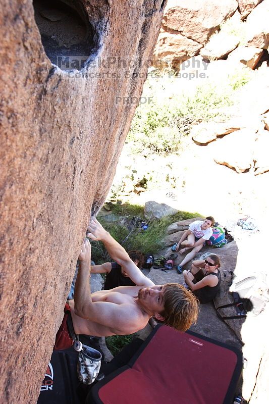 Rock climbing in Hueco Tanks State Park and Historic Site during the Hueco Tanks Awesome Fest 2.0 trip, Sunday, September 05, 2010.
Filename: SRM_20100905_12064752.JPG
Aperture: f/5.6
Shutter Speed: 1/500
Body: Canon EOS 20D
Lens: Canon EF 16-35mm f/2.8 L