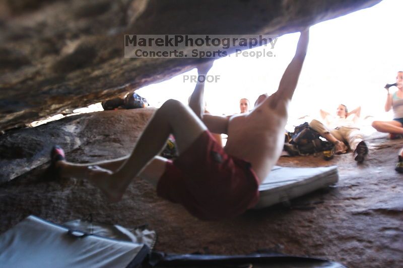 Rock climbing in Hueco Tanks State Park and Historic Site during the Hueco Tanks Awesome Fest 2.0 trip, Sunday, September 05, 2010.

Filename: SRM_20100905_16153751.JPG
Aperture: f/2.8
Shutter Speed: 1/200
Body: Canon EOS 20D
Lens: Canon EF 16-35mm f/2.8 L