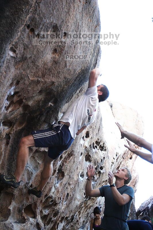 Rock climbing in Hueco Tanks State Park and Historic Site during the Hueco Tanks Awesome Fest 2.0 trip, Sunday, September 05, 2010.
Filename: SRM_20100905_18134879.JPG
Aperture: f/2.8
Shutter Speed: 1/400
Body: Canon EOS 20D
Lens: Canon EF 16-35mm f/2.8 L