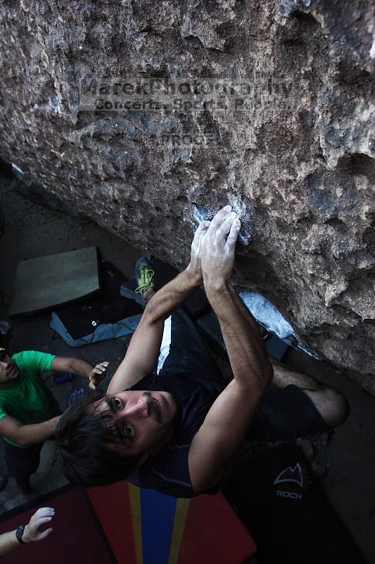 Rock climbing in Hueco Tanks State Park and Historic Site during the Hueco Tanks Awesome Fest 2.0 trip, Sunday, September 05, 2010.
Filename: SRM_20100905_19180047.JPG
Aperture: f/5.6
Shutter Speed: 1/250
Body: Canon EOS 20D
Lens: Canon EF 16-35mm f/2.8 L