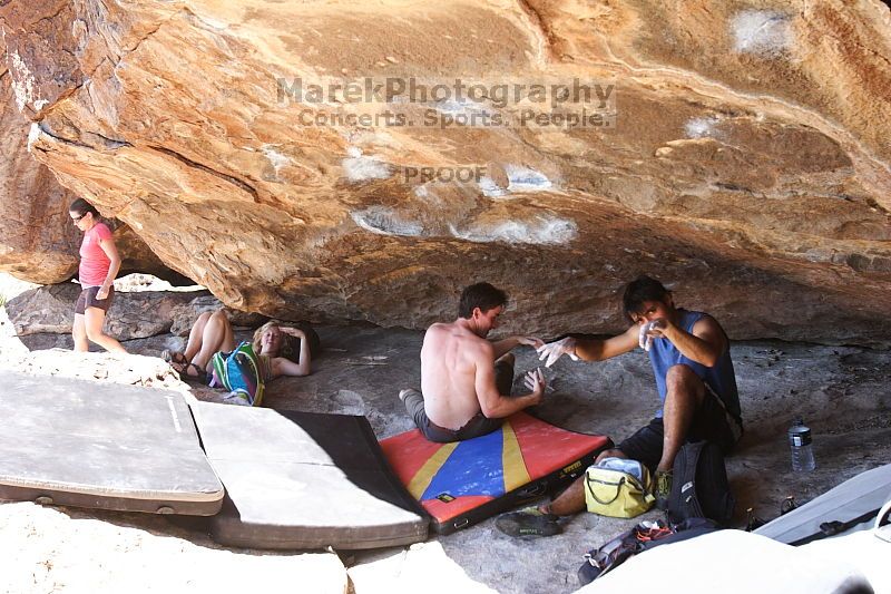 Rock climbing in Hueco Tanks State Park and Historic Site during the Hueco Tanks Awesome Fest 2.0 trip, Monday, September 06, 2010.
Filename: SRM_20100906_12514534.JPG
Aperture: f/5.6
Shutter Speed: 1/400
Body: Canon EOS 20D
Lens: Canon EF 16-35mm f/2.8 L