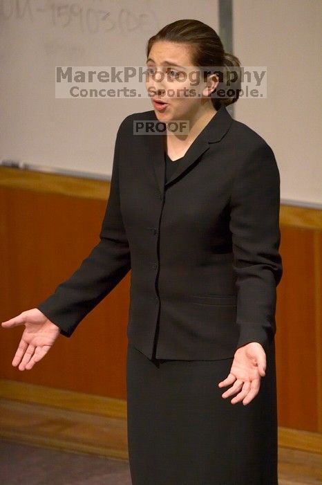 Jill Collum practicing her informative speech on massive hurricane prevention, using a tropical-storm generator. The University of Texas' Speech Team will compete in the American Forensic Association’s National Individual Events Tournament (AFA NIET) in Gainesville, Florida, March 30 through April 4.
Filename: SRM_20060325_130202_0.jpg
Aperture: f/3.2
Shutter Speed: 1/100
Body: Canon EOS 20D
Lens: Canon EF 80-200mm f/2.8 L