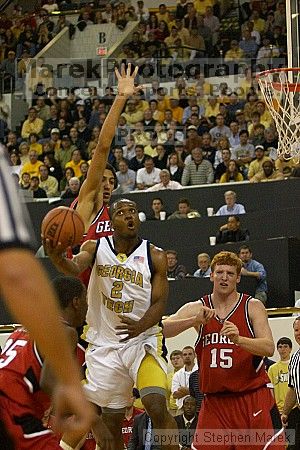 Isma'il Muhammad takes a shot against UGA. Men's Basketball Georgia Tech beat UGA 87-49.
Filename: crw_5939_std.jpg
Aperture: f/2.8
Shutter Speed: 1/640
Body: Canon EOS DIGITAL REBEL
Lens: Canon EF 80-200mm f/2.8 L