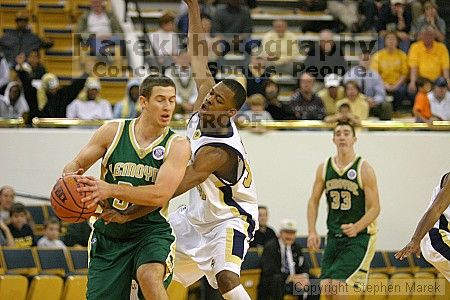 Mario West plays defense on LeMoyne at the men's basketball game.                                                                                                                                                                                              

Filename: img_4084_std.jpg
Aperture: f/2.8
Shutter Speed: 1/500
Body: Canon EOS DIGITAL REBEL
Lens: Canon EF 80-200mm f/2.8 L
