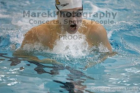 Ryan Bishop placed 3rd in the men's 200 yd medley against UVA

Filename: crw_3716_std.jpg
Aperture: f/2.8
Shutter Speed: 1/500
Body: Canon EOS DIGITAL REBEL
Lens: Canon EF 80-200mm f/2.8 L