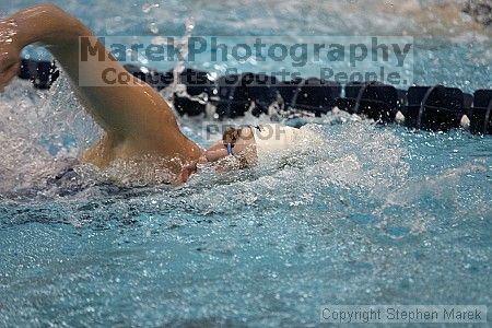 Vesna Stojanovska placed 5th in the women's 500 yd freestyle against UVA
Filename: crw_3768_std.jpg
Aperture: f/2.8
Shutter Speed: 1/500
Body: Canon EOS DIGITAL REBEL
Lens: Canon EF 80-200mm f/2.8 L
