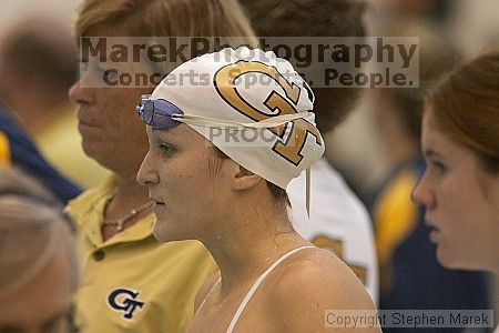 Jacklyn Keys placed 5th against UVA in the women's 100 yd freestyle
Filename: crw_3749_std.jpg
Aperture: f/4.0
Shutter Speed: 1/500
Body: Canon EOS DIGITAL REBEL
Lens: Canon EF 300mm f/2.8 L IS