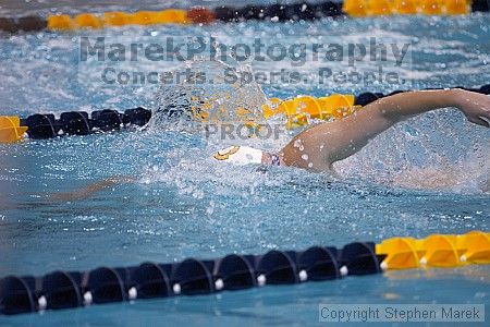 Meghan DeVinney swam in the 200m freestyle against FSU, UMD and VT

Filename: crw_2974_std.jpg
Aperture: f/2.8
Shutter Speed: 1/500
Body: Canon EOS DIGITAL REBEL
Lens: Canon EF 80-200mm f/2.8 L
