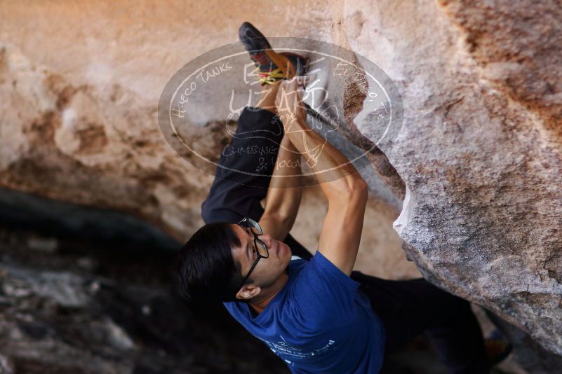 Bouldering in Hueco Tanks on 11/02/2018 with Blue Lizard Climbing and Yoga
Filename: SRM_20181102_1201420.jpg
Aperture: f/2.0
Shutter Speed: 1/320
Body: Canon EOS-1D Mark II
Lens: Canon EF 85mm f/1.2 L II