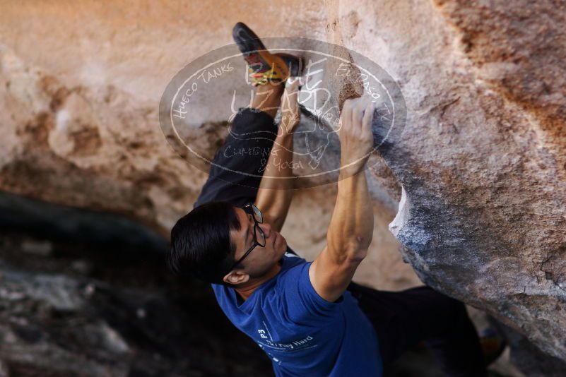 Bouldering in Hueco Tanks on 11/02/2018 with Blue Lizard Climbing and Yoga
Filename: SRM_20181102_1201430.jpg
Aperture: f/2.0
Shutter Speed: 1/320
Body: Canon EOS-1D Mark II
Lens: Canon EF 85mm f/1.2 L II