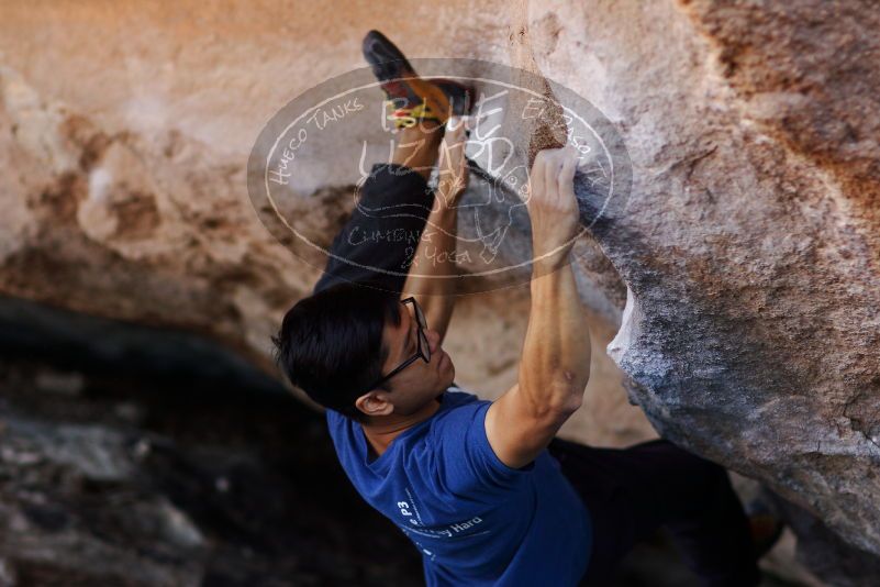 Bouldering in Hueco Tanks on 11/02/2018 with Blue Lizard Climbing and Yoga
Filename: SRM_20181102_1201431.jpg
Aperture: f/2.0
Shutter Speed: 1/320
Body: Canon EOS-1D Mark II
Lens: Canon EF 85mm f/1.2 L II