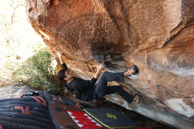 Bouldering in Hueco Tanks on 11/02/2018 with Blue Lizard Climbing and Yoga
Filename: SRM_20181102_1437080.jpg
Aperture: f/4.0
Shutter Speed: 1/320
Body: Canon EOS-1D Mark II
Lens: Canon EF 16-35mm f/2.8 L