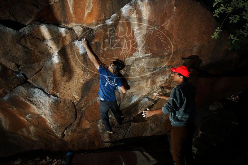 Bouldering in Hueco Tanks on 11/02/2018 with Blue Lizard Climbing and Yoga
Filename: SRM_20181102_1715540.jpg
Aperture: f/8.0
Shutter Speed: 1/250
Body: Canon EOS-1D Mark II
Lens: Canon EF 16-35mm f/2.8 L
