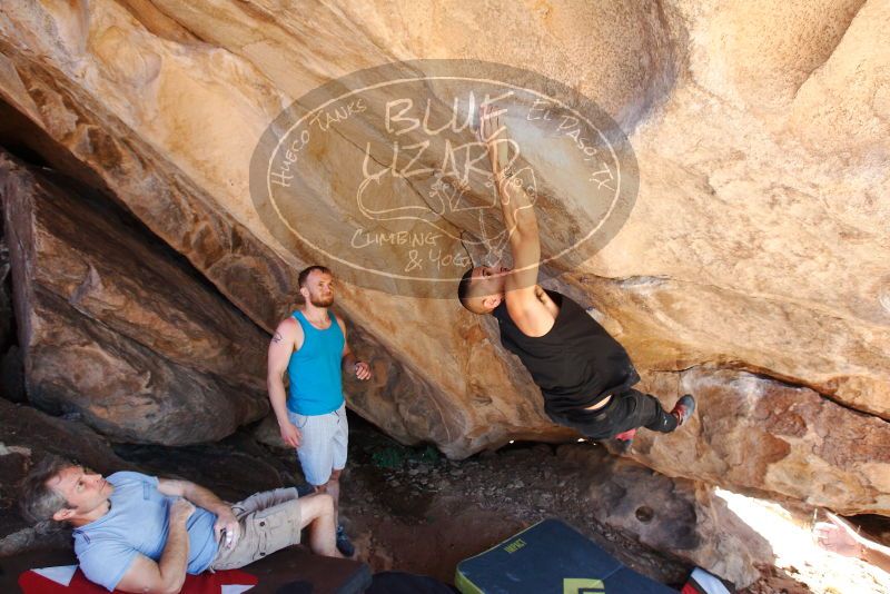 Bouldering in Hueco Tanks on 11/03/2018 with Blue Lizard Climbing and Yoga
Filename: SRM_20181103_1145300.jpg
Aperture: f/5.6
Shutter Speed: 1/250
Body: Canon EOS-1D Mark II
Lens: Canon EF 16-35mm f/2.8 L