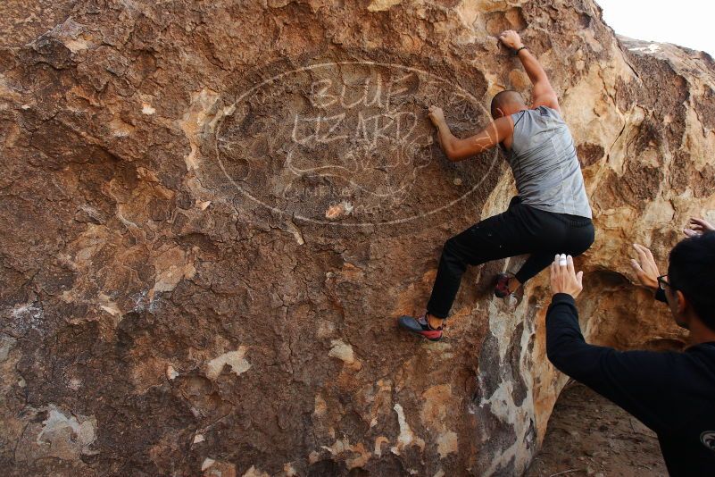 Bouldering in Hueco Tanks on 11/04/2018 with Blue Lizard Climbing and Yoga
Filename: SRM_20181104_1031060.jpg
Aperture: f/5.0
Shutter Speed: 1/320
Body: Canon EOS-1D Mark II
Lens: Canon EF 16-35mm f/2.8 L