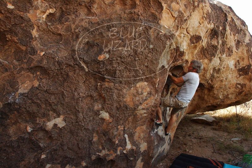 Bouldering in Hueco Tanks on 11/04/2018 with Blue Lizard Climbing and Yoga
Filename: SRM_20181104_1034470.jpg
Aperture: f/5.0
Shutter Speed: 1/400
Body: Canon EOS-1D Mark II
Lens: Canon EF 16-35mm f/2.8 L