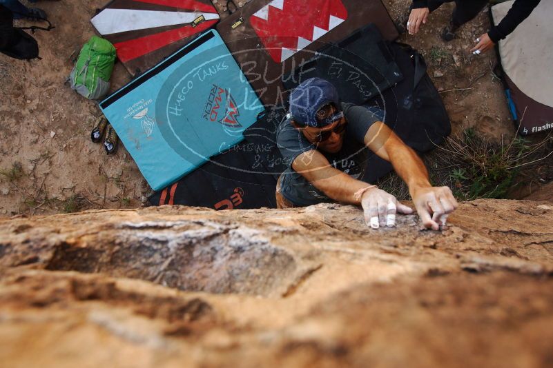 Bouldering in Hueco Tanks on 11/04/2018 with Blue Lizard Climbing and Yoga

Filename: SRM_20181104_1100150.jpg
Aperture: f/4.0
Shutter Speed: 1/320
Body: Canon EOS-1D Mark II
Lens: Canon EF 16-35mm f/2.8 L