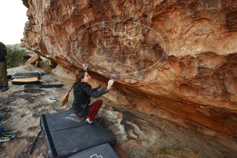 Bouldering in Hueco Tanks on 11/10/2018 with Blue Lizard Climbing and Yoga
Filename: SRM_20181110_1742260.jpg
Aperture: f/4.5
Shutter Speed: 1/250
Body: Canon EOS-1D Mark II
Lens: Canon EF 16-35mm f/2.8 L