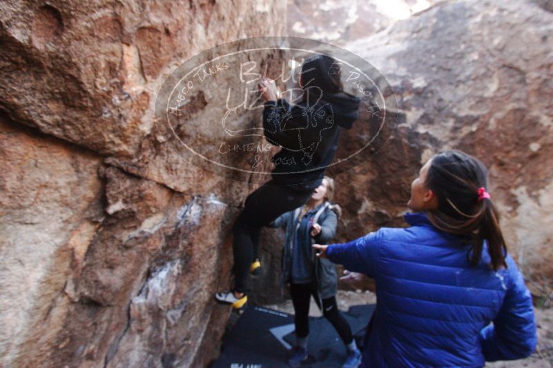 Bouldering in Hueco Tanks on 11/24/2018 with Blue Lizard Climbing and Yoga

Filename: SRM_20181124_1129550.jpg
Aperture: f/5.6
Shutter Speed: 1/250
Body: Canon EOS-1D Mark II
Lens: Canon EF 16-35mm f/2.8 L