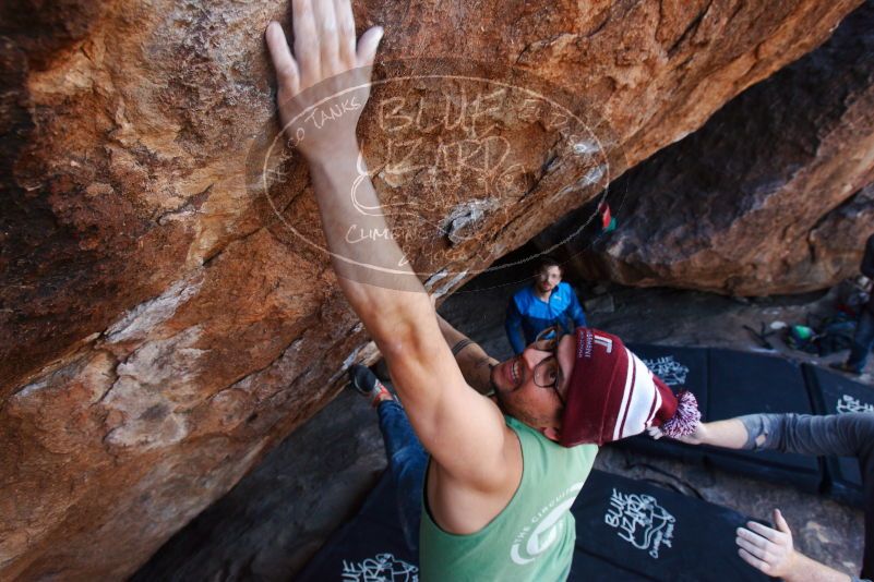Bouldering in Hueco Tanks on 11/24/2018 with Blue Lizard Climbing and Yoga
Filename: SRM_20181124_1307431.jpg
Aperture: f/5.6
Shutter Speed: 1/250
Body: Canon EOS-1D Mark II
Lens: Canon EF 16-35mm f/2.8 L