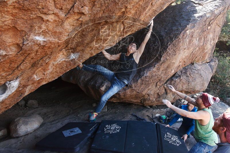 Bouldering in Hueco Tanks on 11/24/2018 with Blue Lizard Climbing and Yoga

Filename: SRM_20181124_1311490.jpg
Aperture: f/5.6
Shutter Speed: 1/250
Body: Canon EOS-1D Mark II
Lens: Canon EF 16-35mm f/2.8 L