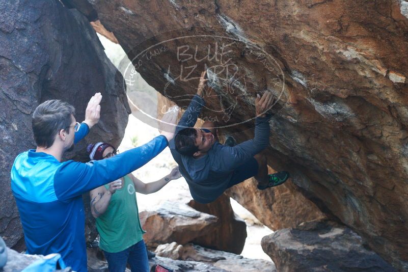 Bouldering in Hueco Tanks on 11/24/2018 with Blue Lizard Climbing and Yoga
Filename: SRM_20181124_1552281.jpg
Aperture: f/4.0
Shutter Speed: 1/320
Body: Canon EOS-1D Mark II
Lens: Canon EF 50mm f/1.8 II