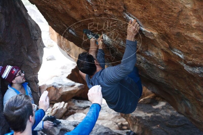 Bouldering in Hueco Tanks on 11/24/2018 with Blue Lizard Climbing and Yoga
Filename: SRM_20181124_1613011.jpg
Aperture: f/3.5
Shutter Speed: 1/250
Body: Canon EOS-1D Mark II
Lens: Canon EF 50mm f/1.8 II