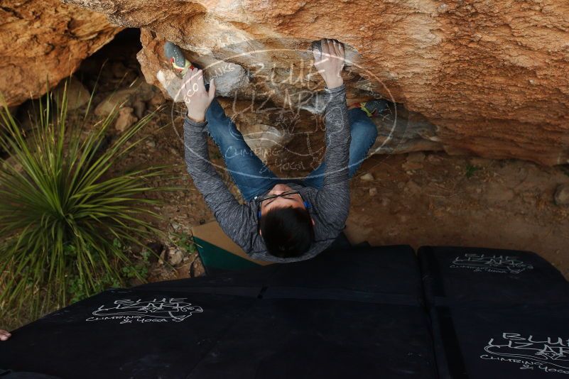 Bouldering in Hueco Tanks on 11/24/2018 with Blue Lizard Climbing and Yoga
Filename: SRM_20181124_1737200.jpg
Aperture: f/4.0
Shutter Speed: 1/250
Body: Canon EOS-1D Mark II
Lens: Canon EF 16-35mm f/2.8 L