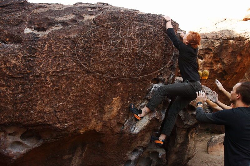 Bouldering in Hueco Tanks on 11/22/2018 with Blue Lizard Climbing and Yoga
Filename: SRM_20181122_1019550.jpg
Aperture: f/5.6
Shutter Speed: 1/250
Body: Canon EOS-1D Mark II
Lens: Canon EF 16-35mm f/2.8 L