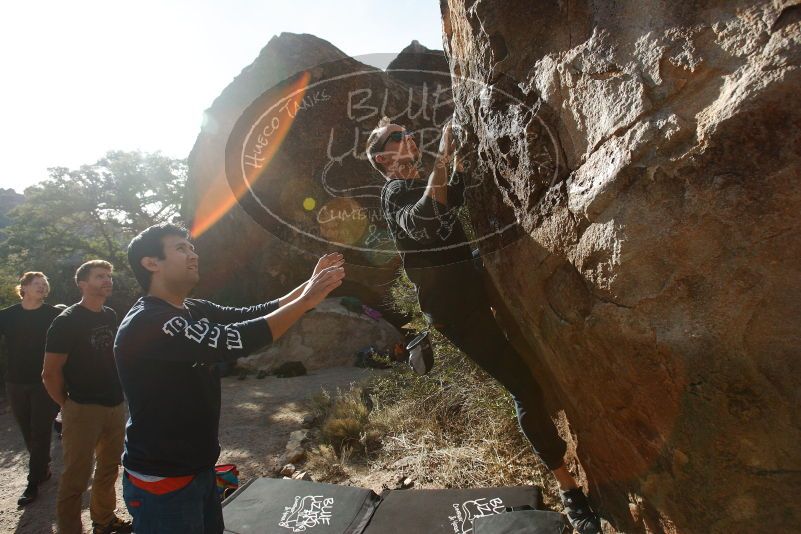Bouldering in Hueco Tanks on 11/22/2018 with Blue Lizard Climbing and Yoga
Filename: SRM_20181122_1028180.jpg
Aperture: f/5.6
Shutter Speed: 1/2500
Body: Canon EOS-1D Mark II
Lens: Canon EF 16-35mm f/2.8 L