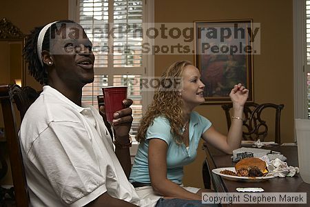 Clarence Moore and Lindsey Bogue talk after dinner at AXO Thursday night.  AXO was the winning sorority for the basketball attendance competition.

Filename: crw_0081_std.jpg
Aperture: f/4.5
Shutter Speed: 1/60
Body: Canon EOS DIGITAL REBEL
Lens: Sigma 15-30mm f/3.5-4.5 EX Aspherical DG DF