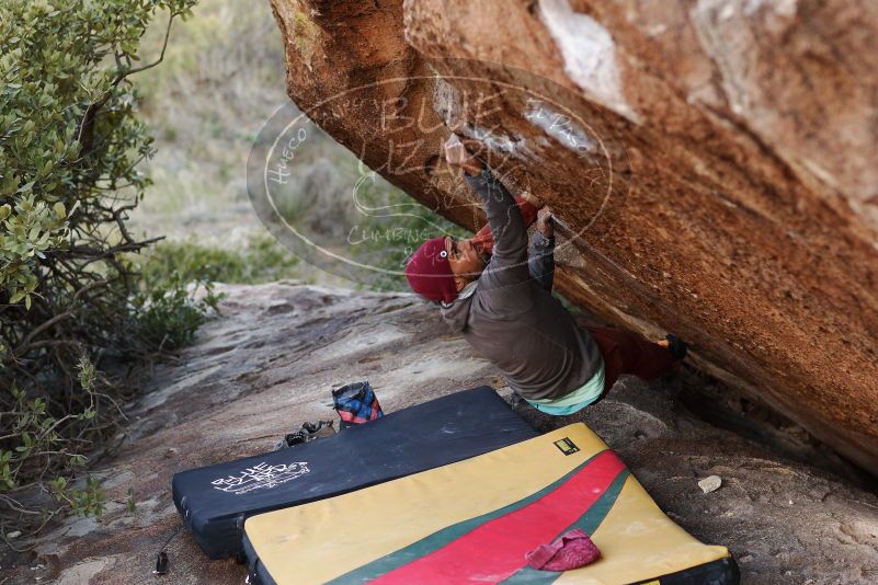 Bouldering in Hueco Tanks on 11/09/2018 with Blue Lizard Climbing and Yoga
Filename: SRM_20181109_1703180.jpg
Aperture: f/2.8
Shutter Speed: 1/500
Body: Canon EOS-1D Mark II
Lens: Canon EF 85mm f/1.2 L II