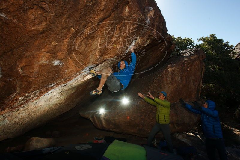 Bouldering in Hueco Tanks on 12/01/2018 with Blue Lizard Climbing and Yoga
Filename: SRM_20181201_1237420.jpg
Aperture: f/8.0
Shutter Speed: 1/320
Body: Canon EOS-1D Mark II
Lens: Canon EF 16-35mm f/2.8 L