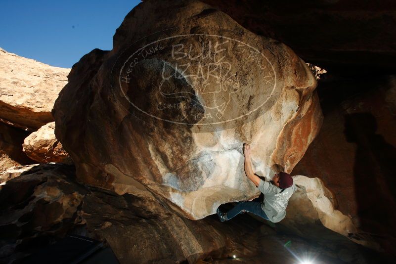 Bouldering in Hueco Tanks on 12/01/2018 with Blue Lizard Climbing and Yoga
Filename: SRM_20181201_1527390.jpg
Aperture: f/8.0
Shutter Speed: 1/250
Body: Canon EOS-1D Mark II
Lens: Canon EF 16-35mm f/2.8 L