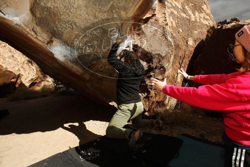 Bouldering in Hueco Tanks on 12/02/2018 with Blue Lizard Climbing and Yoga
Filename: SRM_20181202_1438210.jpg
Aperture: f/8.0
Shutter Speed: 1/250
Body: Canon EOS-1D Mark II
Lens: Canon EF 16-35mm f/2.8 L