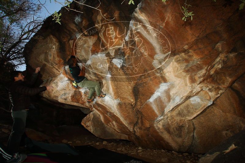 Bouldering in Hueco Tanks on 12/02/2018 with Blue Lizard Climbing and Yoga
Filename: SRM_20181202_1613290.jpg
Aperture: f/7.1
Shutter Speed: 1/250
Body: Canon EOS-1D Mark II
Lens: Canon EF 16-35mm f/2.8 L