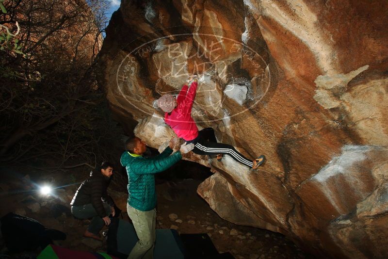 Bouldering in Hueco Tanks on 12/02/2018 with Blue Lizard Climbing and Yoga
Filename: SRM_20181202_1623210.jpg
Aperture: f/7.1
Shutter Speed: 1/250
Body: Canon EOS-1D Mark II
Lens: Canon EF 16-35mm f/2.8 L
