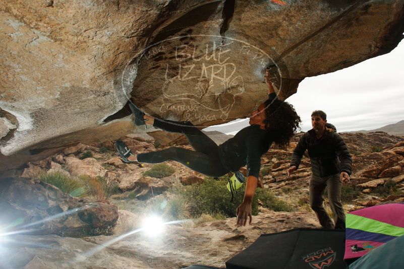 Bouldering in Hueco Tanks on 12/08/2018 with Blue Lizard Climbing and Yoga
Filename: SRM_20181208_1349020.jpg
Aperture: f/8.0
Shutter Speed: 1/250
Body: Canon EOS-1D Mark II
Lens: Canon EF 16-35mm f/2.8 L