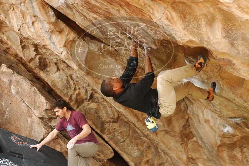 Bouldering in Hueco Tanks on 12/08/2018 with Blue Lizard Climbing and Yoga
Filename: SRM_20181208_1428450.jpg
Aperture: f/3.5
Shutter Speed: 1/250
Body: Canon EOS-1D Mark II
Lens: Canon EF 50mm f/1.8 II
