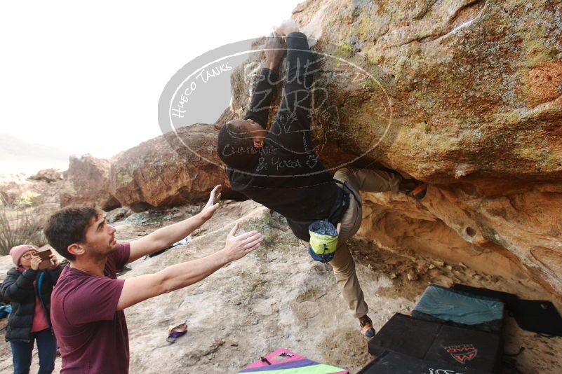 Bouldering in Hueco Tanks on 12/08/2018 with Blue Lizard Climbing and Yoga

Filename: SRM_20181208_1622200.jpg
Aperture: f/6.3
Shutter Speed: 1/250
Body: Canon EOS-1D Mark II
Lens: Canon EF 16-35mm f/2.8 L
