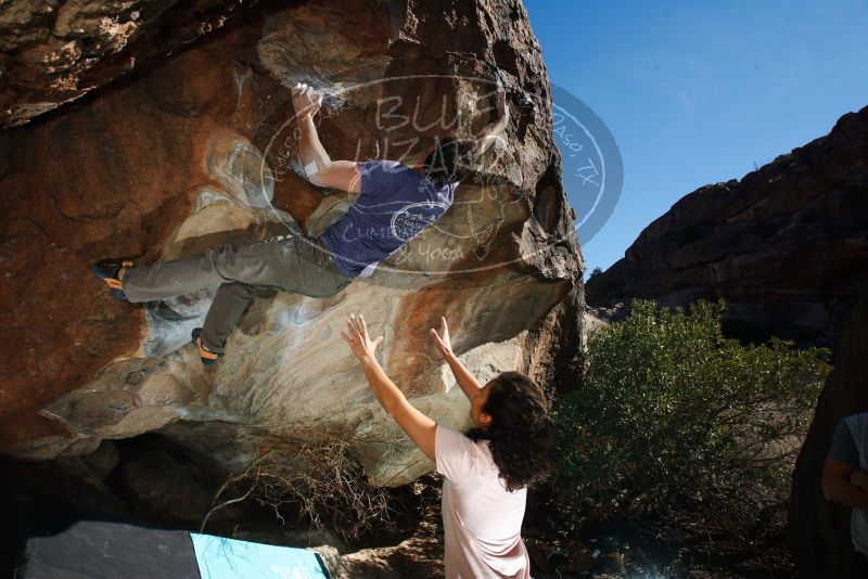 Bouldering in Hueco Tanks on 12/14/2018 with Blue Lizard Climbing and Yoga
Filename: SRM_20181214_1208550.jpg
Aperture: f/8.0
Shutter Speed: 1/250
Body: Canon EOS-1D Mark II
Lens: Canon EF 16-35mm f/2.8 L