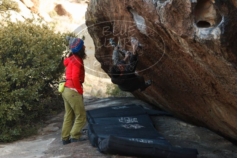 Bouldering in Hueco Tanks on 12/14/2018 with Blue Lizard Climbing and Yoga
Filename: SRM_20181214_1633370.jpg
Aperture: f/2.8
Shutter Speed: 1/250
Body: Canon EOS-1D Mark II
Lens: Canon EF 50mm f/1.8 II