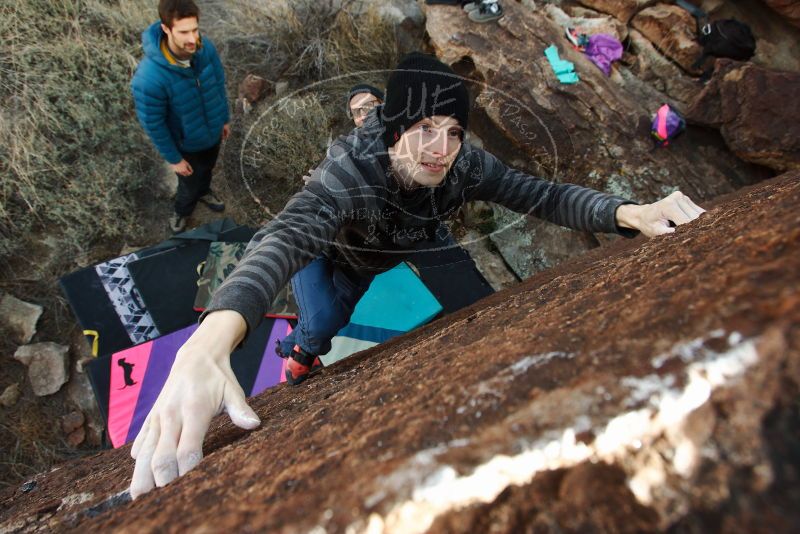 Bouldering in Hueco Tanks on 12/21/2018 with Blue Lizard Climbing and Yoga
Filename: SRM_20181221_1145100.jpg
Aperture: f/5.6
Shutter Speed: 1/200
Body: Canon EOS-1D Mark II
Lens: Canon EF 16-35mm f/2.8 L