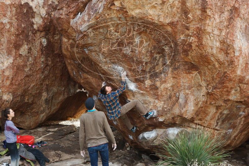Bouldering in Hueco Tanks on 12/21/2018 with Blue Lizard Climbing and Yoga
Filename: SRM_20181221_1216310.jpg
Aperture: f/5.0
Shutter Speed: 1/320
Body: Canon EOS-1D Mark II
Lens: Canon EF 50mm f/1.8 II