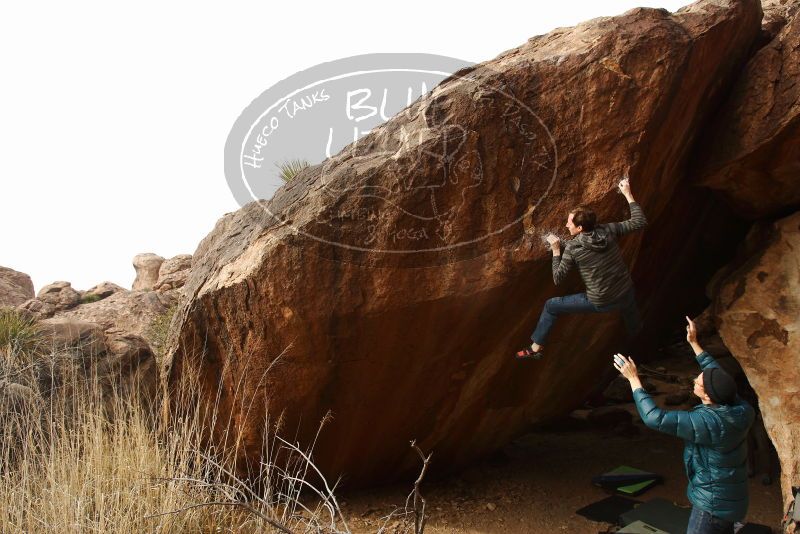 Bouldering in Hueco Tanks on 12/21/2018 with Blue Lizard Climbing and Yoga
Filename: SRM_20181221_1502540.jpg
Aperture: f/8.0
Shutter Speed: 1/250
Body: Canon EOS-1D Mark II
Lens: Canon EF 16-35mm f/2.8 L