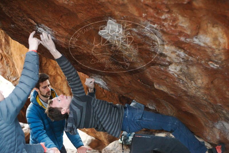 Bouldering in Hueco Tanks on 12/21/2018 with Blue Lizard Climbing and Yoga
Filename: SRM_20181221_1702010.jpg
Aperture: f/2.5
Shutter Speed: 1/250
Body: Canon EOS-1D Mark II
Lens: Canon EF 50mm f/1.8 II