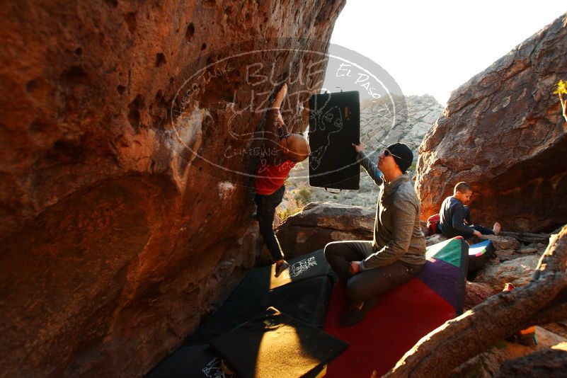 Bouldering in Hueco Tanks on 12/24/2018 with Blue Lizard Climbing and Yoga

Filename: SRM_20181224_1755020.jpg
Aperture: f/4.5
Shutter Speed: 1/200
Body: Canon EOS-1D Mark II
Lens: Canon EF 16-35mm f/2.8 L