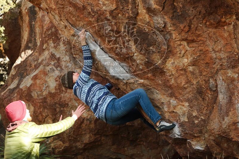 Bouldering in Hueco Tanks on 12/30/2018 with Blue Lizard Climbing and Yoga
Filename: SRM_20181230_1546200.jpg
Aperture: f/4.5
Shutter Speed: 1/320
Body: Canon EOS-1D Mark II
Lens: Canon EF 50mm f/1.8 II
